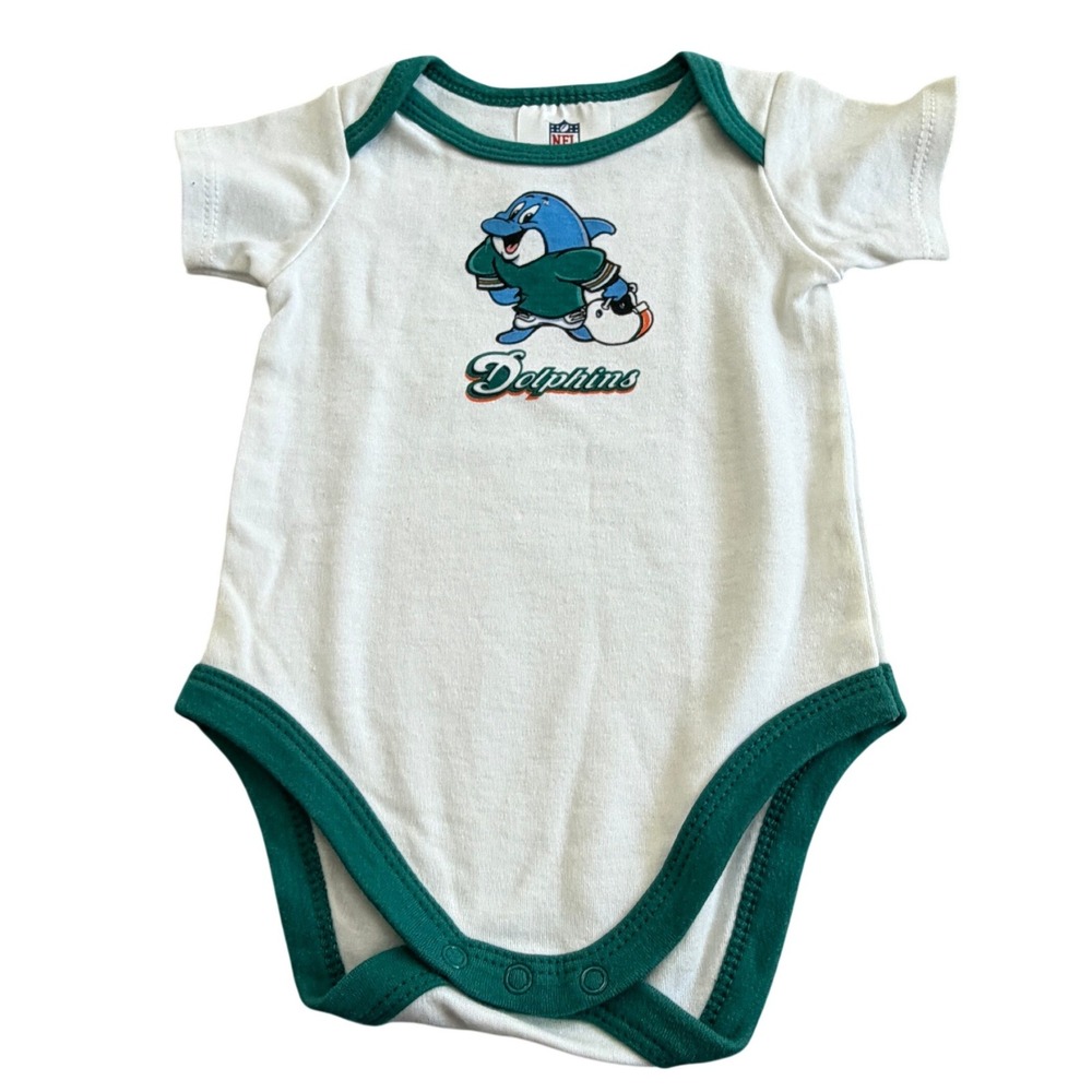 NFL Team Apparel Miami Dolphins Mascot Bodysuit 0-3 Months White Green Kids Fan